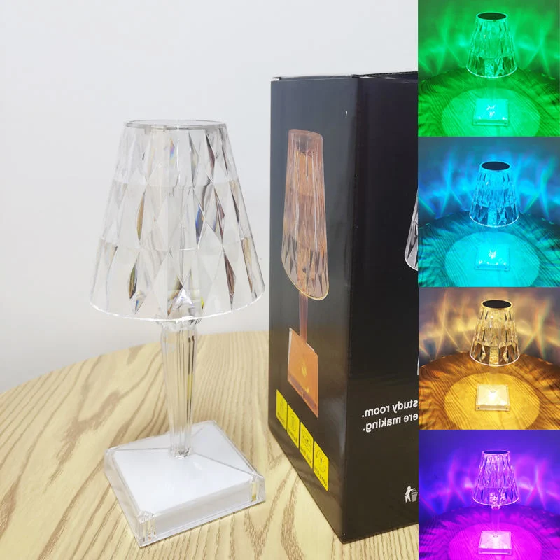 Luxury Crystal Vintage Rechargeable Cordless Table Decoration USB LED Crystal Table Lamp