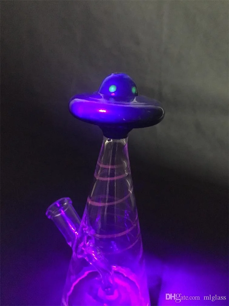 Ultraviolet Aperture UFO Glass 7 Inches Heady Smoking Pipes Oil Rig 14mm Glass Bowl Colorfulred Stripe UFO Diffuser