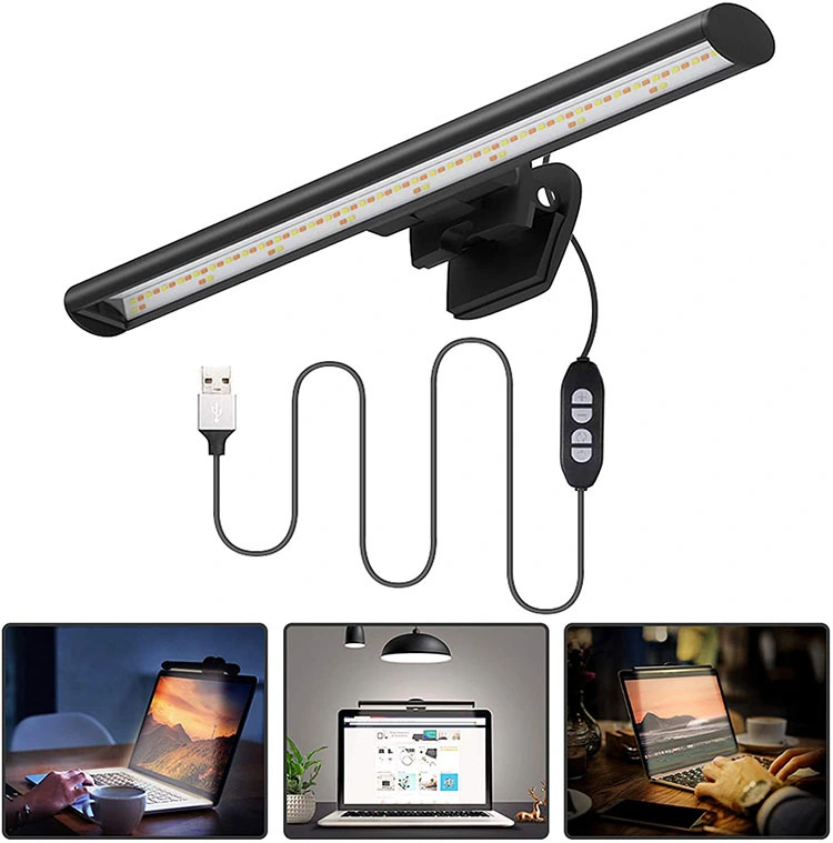 USB Computer Laptop Notebook Portable LED Night Light 3 Color Dimmable Adjustable Screen Reading Lamp