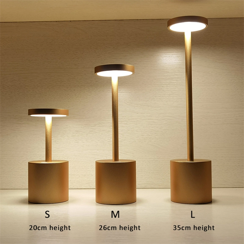 Classic Modern Rechargeable Touch Control Dimmable Wireless Le Aluminum Cordless Table Lamp for Restaurant Hotel Bar Balcony Bedside