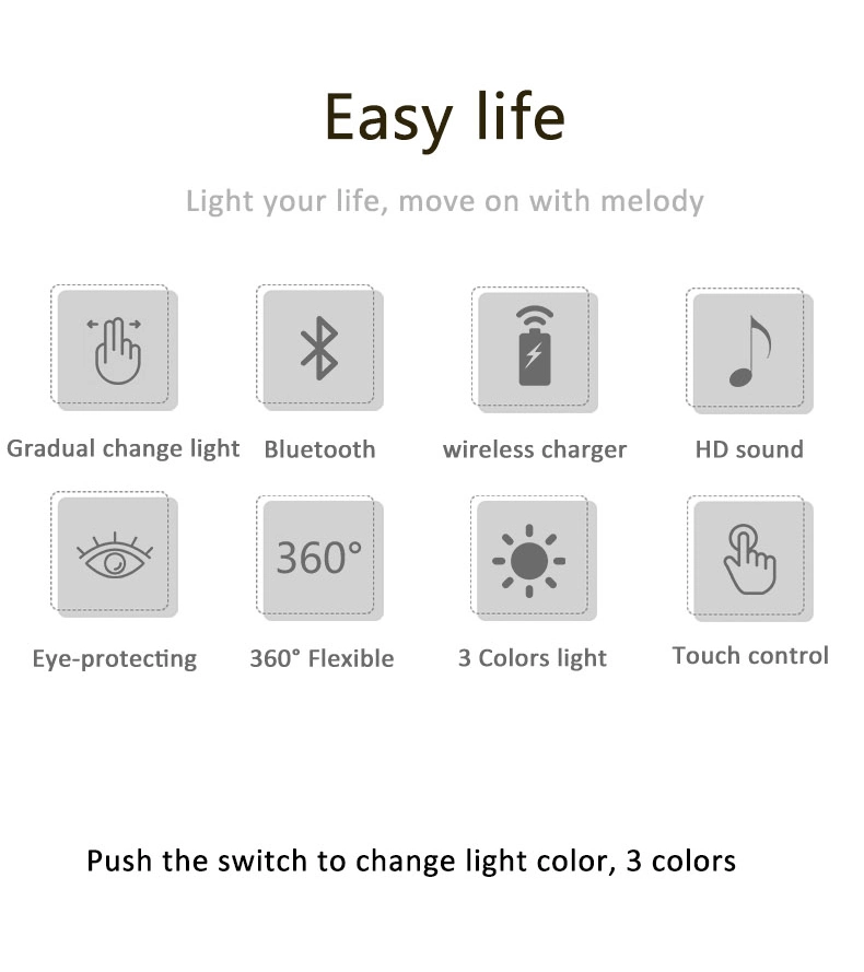 LED Bluetooth Audio Desk Lamp USB Charging Light Luxury Night Light