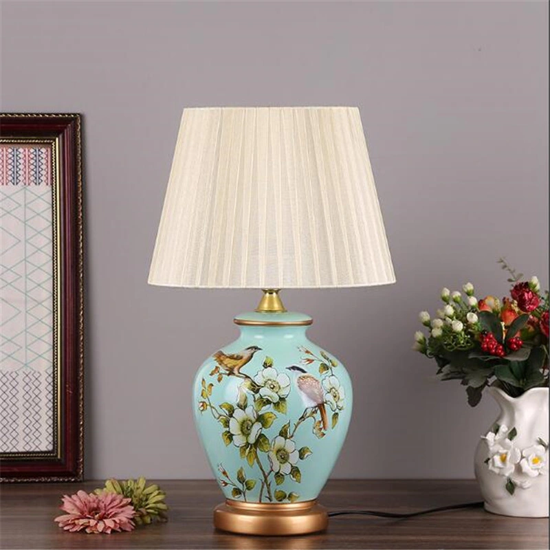 Vintage Retro Country Chinese Porcelain Ceramic Fabric E27 Dimmer Table Porcelain Lamp (WH-MTB-107)