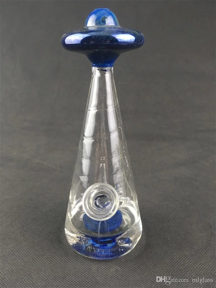 Ultraviolet Aperture UFO Glass 7 Inches Heady Smoking Pipes Oil Rig 14mm Glass Bowl Colorfulred Stripe UFO Diffuser