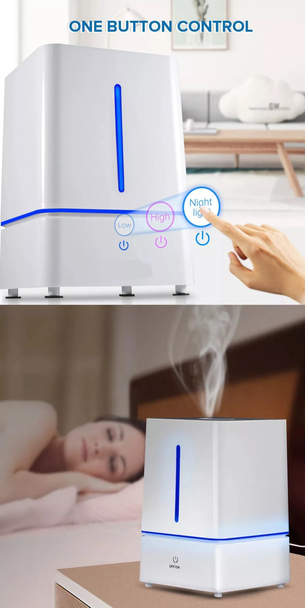 360&deg; Cool Mist Nozzle Ceramic Filter Ultrasonic Air Humidifier with Home and Office Aromatherapy Essential Oil Aroma Diffuser
