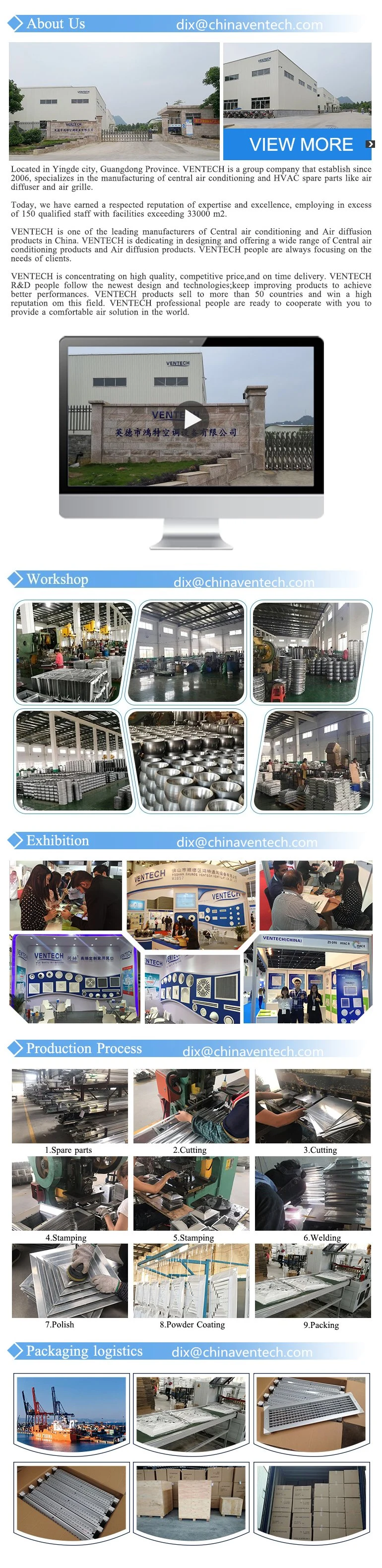 China Manufacturer Ventech Ventilation Aluminum Drum Louver Jet Supply Air Diffuser