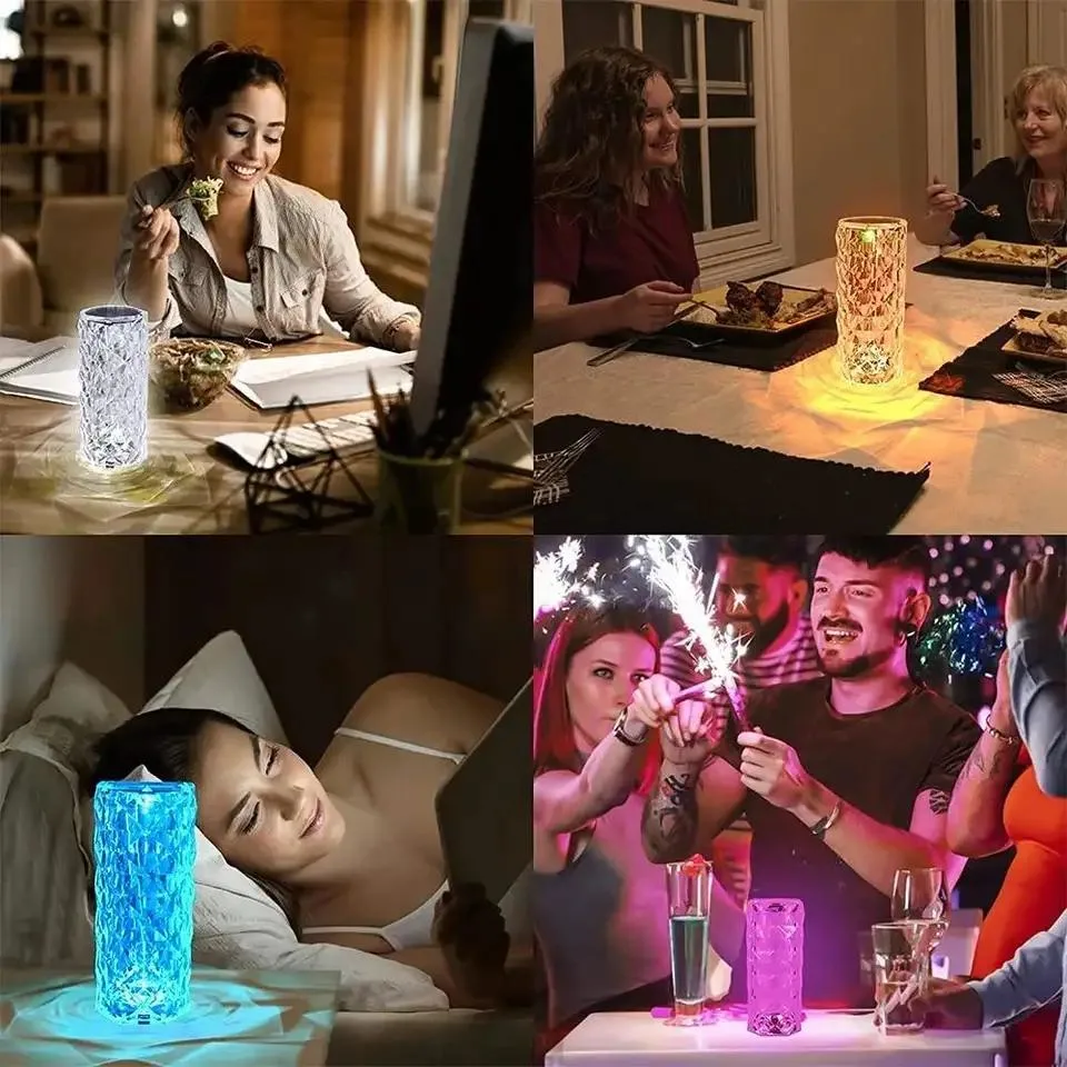 Indoor Dimmable Remote Control Acrylic LED Crystal Touch Control Rose Table Lamp