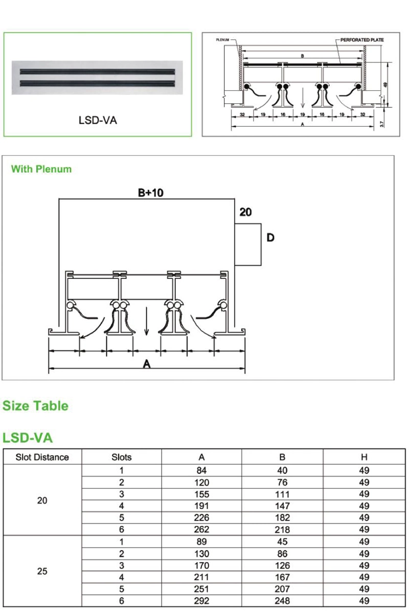 HVAC Air Diffusions Aluminum Linear Slot Diffuser 2slot