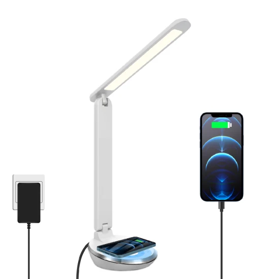 Modern USB Port Home Decor Touch Dimmer Brightness LED Desk Lamp with Qi Wireless Charger