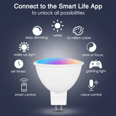Gu5.3 LED Bulb MR16 WiFi Alexa Google Home Assistant Ifttt Tuya Smart Life APP Remote Control RGB LED Light Dimmer Lamp