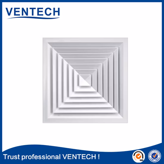 HVAC System Ducting Mounting Metal 4 Way Square Supply Air Diffuser